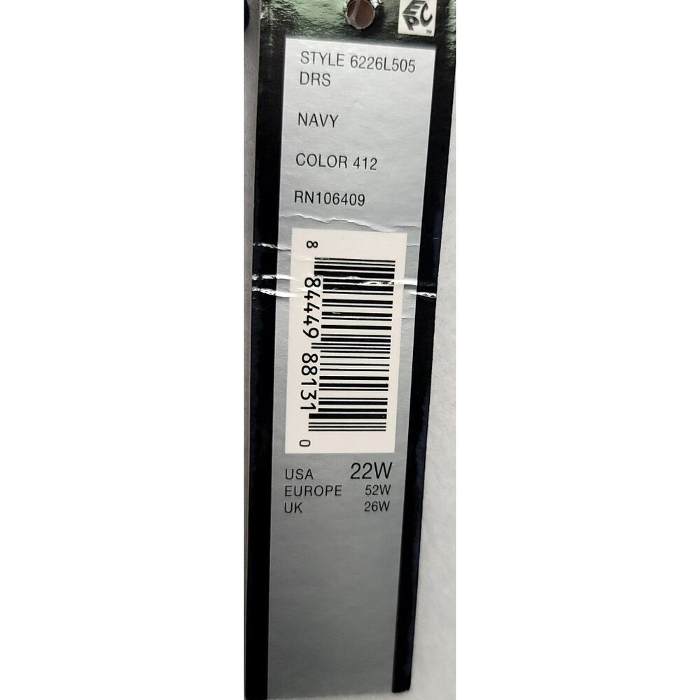 Tahari Arthur S. Levine Navy Short Sleeve Sheath Dress Gold Back Zipper 22W - Picture 4 of 11